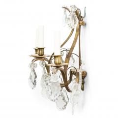 French Louis XV Style Bronze and Crystal Lyre Sconces - 1399071