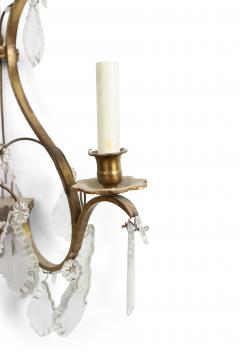 French Louis XV Style Bronze and Crystal Lyre Sconces - 1399073