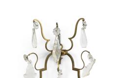 French Louis XV Style Bronze and Crystal Wall Sconces - 4665822