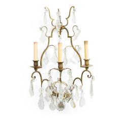 French Louis XV Style Bronze and Crystal Wall Sconces - 4729006
