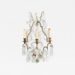 French Louis XV Style Bronze and Crystal Wall Sconces - 4729018