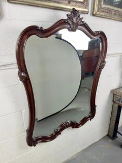 French Louis XV Style Carved Cherry Wood Beveled Glass Wall or Mantel Mirror - 3545822