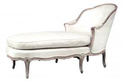 French Louis XV Style Cream Upholstered Cerused Wood Chaise - 2800471