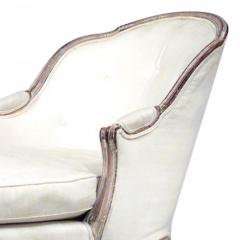 French Louis XV Style Cream Upholstered Cerused Wood Chaise - 2800473