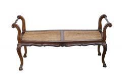 French Louis XV Style Double seat Walnut Bench with Caned Seat - 4644495