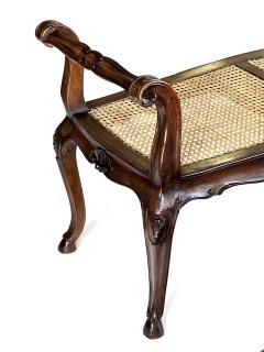 French Louis XV Style Double seat Walnut Bench with Caned Seat - 4644498