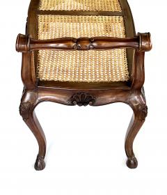 French Louis XV Style Double seat Walnut Bench with Caned Seat - 4644501
