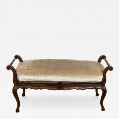 French Louis XV Style Double seat Walnut Bench with Caned Seat - 4648219
