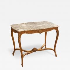 French Louis XV Style Gilt Marble Table - 3412724