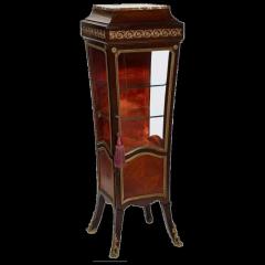 French Louis XV Style Gilt Mounted Kingwood Pedestal Vitrine Cabinet circa 1880 - 3865290