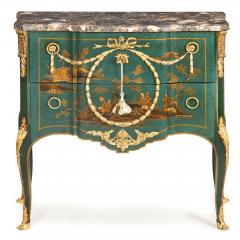French Louis XV Style Green Chinoiserie Commode Chest of Drawers - 4502601