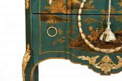 French Louis XV Style Green Chinoiserie Commode Chest of Drawers - 4502607