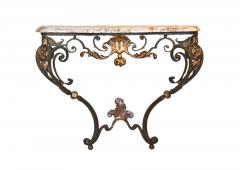 French Louis XV Style Iron Console w Marble Top - 3872744