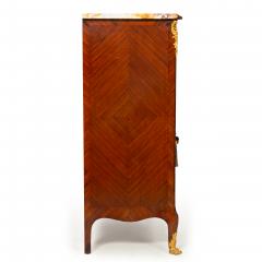 French Louis XV Style Kingwood Marble Top Bibliotheque Cabinet - 4730338