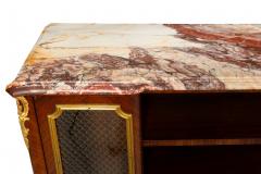 French Louis XV Style Kingwood Marble Top Bibliotheque Cabinet - 4730345