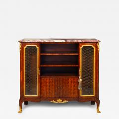 French Louis XV Style Kingwood Marble Top Bibliotheque Cabinet - 4730667