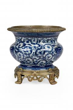 French Louis XV Style Ormolu Mounted Blue and White Porcelain Cachepot - 4199185