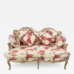 French Louis XV Style Settee or Canape With Floral Upholstery in Red White - 2879618