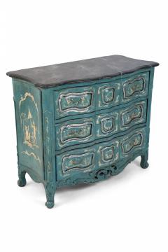 French Louis XV Style Teal Serpentine Commode - 2798869