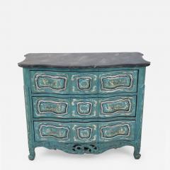 French Louis XV Style Teal Serpentine Commode - 2801167