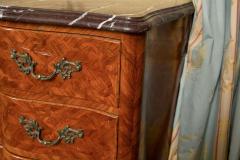 French Louis XV Style Tulipwood Marble Commode Chest France 1930s - 2915353