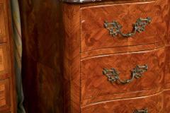 French Louis XV Style Tulipwood Marble Commode Chest France 1930s - 2915357