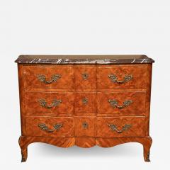 French Louis XV Style Tulipwood Marble Commode Chest France 1930s - 2920794