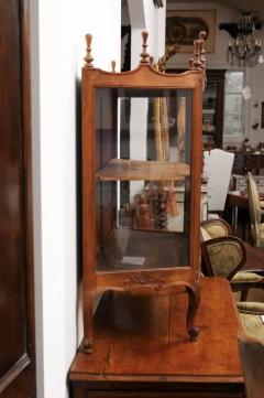 French Louis XV Style Walnut Display Cabinet with Carved Musical Instruments - 3491318