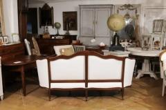 French Louis XV Style Walnut Upholstered Canap with Wraparound Back circa 1850 - 3558511