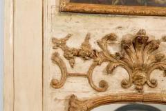 French Louis XV Trumeau Mirror with Original Oil Painting and Carved Gilt Motifs - 3422872