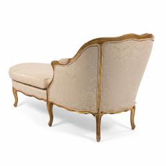 French Louis XV White Damask Chaise - 1404477