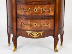 French Louis XV XVI Marble Top Three Drawer Demilune Commode - 3275213