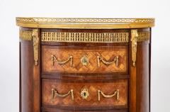 French Louis XV XVI Marble Top Three Drawer Demilune Commode - 3275218