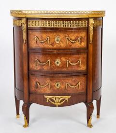 French Louis XV XVI Marble Top Three Drawer Demilune Commode - 3275222