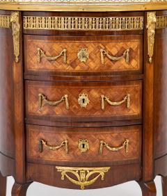 French Louis XV XVI Marble Top Three Drawer Demilune Commode - 3275234