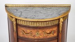 French Louis XV XVI Marble Top Three Drawer Demilune Commode - 3275245