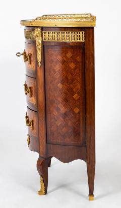 French Louis XV XVI Marble Top Three Drawer Demilune Commode - 3275260