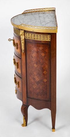 French Louis XV XVI Marble Top Three Drawer Demilune Commode - 3275261