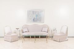 French Louis XV style 20th Cent silver gilt framed slipper chair - 4272338