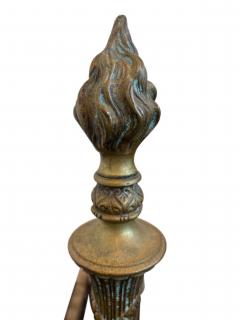 French Louis XV style bronze torch form andirons - 4661733