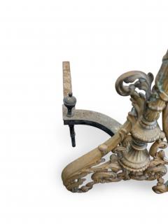 French Louis XV style bronze torch form andirons - 4661735
