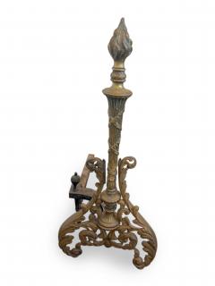 French Louis XV style bronze torch form andirons - 4661736
