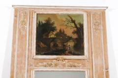 French Louis XVI 1790s Trumeau Mirror with Original Painting and Gilt Details - 3426949