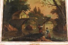 French Louis XVI 1790s Trumeau Mirror with Original Painting and Gilt Details - 3427044