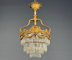 French Louis XVI Chandelier Dore Bronze Crystal France 19th Century - 4469302