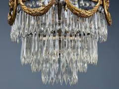 French Louis XVI Chandelier Dore Bronze Crystal France 19th Century - 4469304