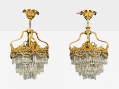 French Louis XVI Chandeliers Dore Bronze Crystal France 19th Century - 4469176