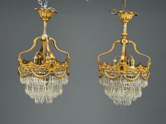 French Louis XVI Chandeliers Dore Bronze Crystal France 19th Century - 4469177