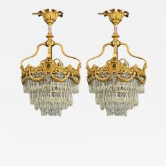 French Louis XVI Chandeliers Dore Bronze Crystal France 19th Century - 4469214