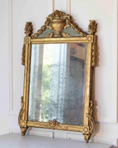 French Louis XVI Giltwood Mirror with Urn Garland Pediment 18th c  - 4663259